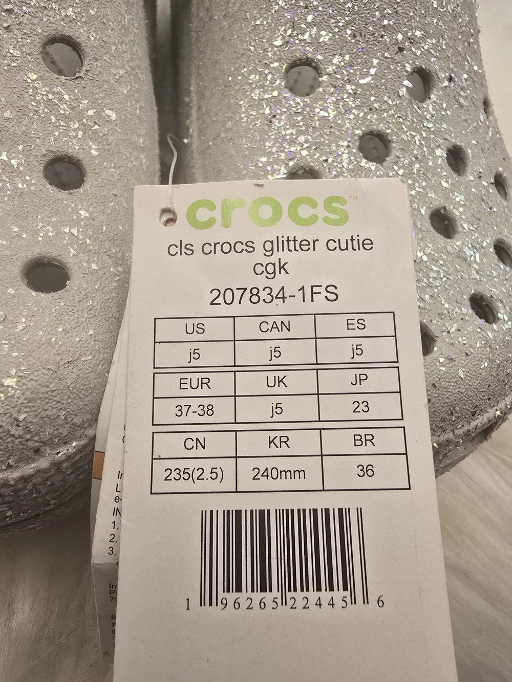 Crocs Kids' Glitter Cutie Clog - White